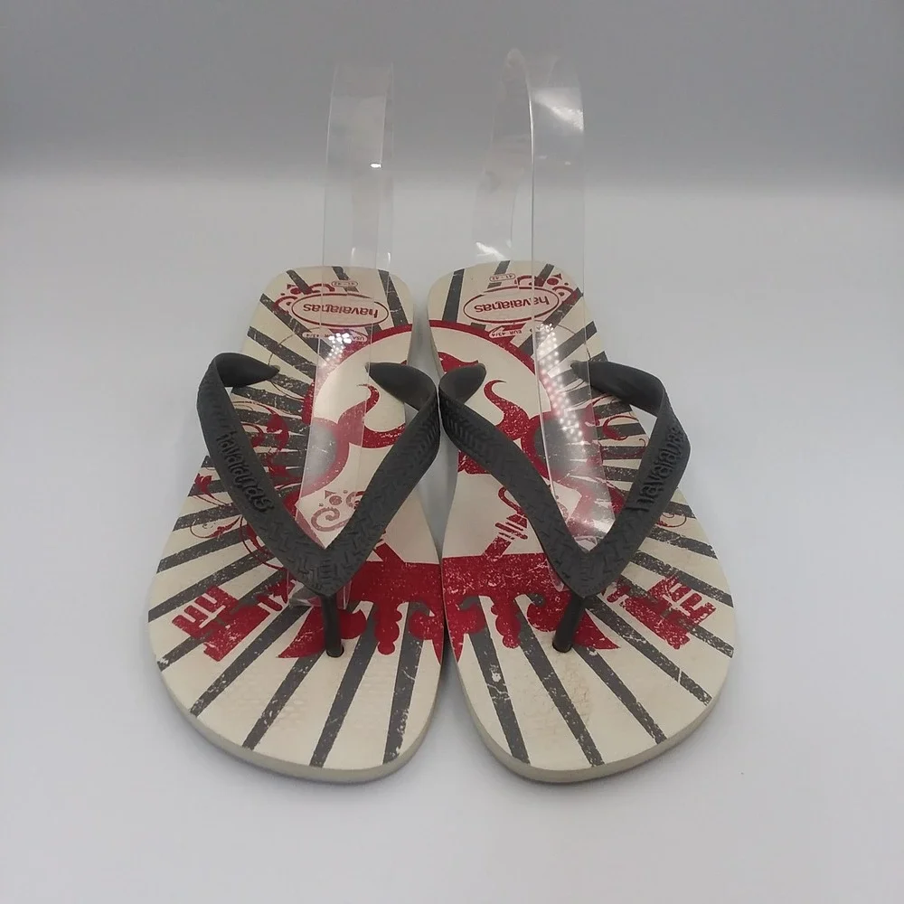 Havaianas Flip Flops Graphic‎ Print Thong Sandals Beach Pool Slides US9 EUR41/42